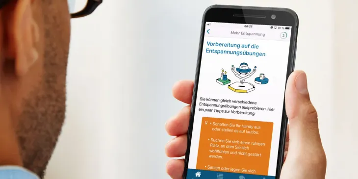 Bildschirmfoto E-Mental_Health-Modul „Mehr Entspannung”